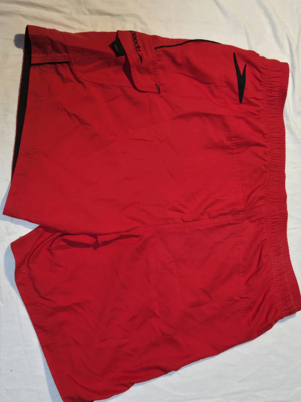 Speedo Red Men's Swim Trunks with Black Drawstring